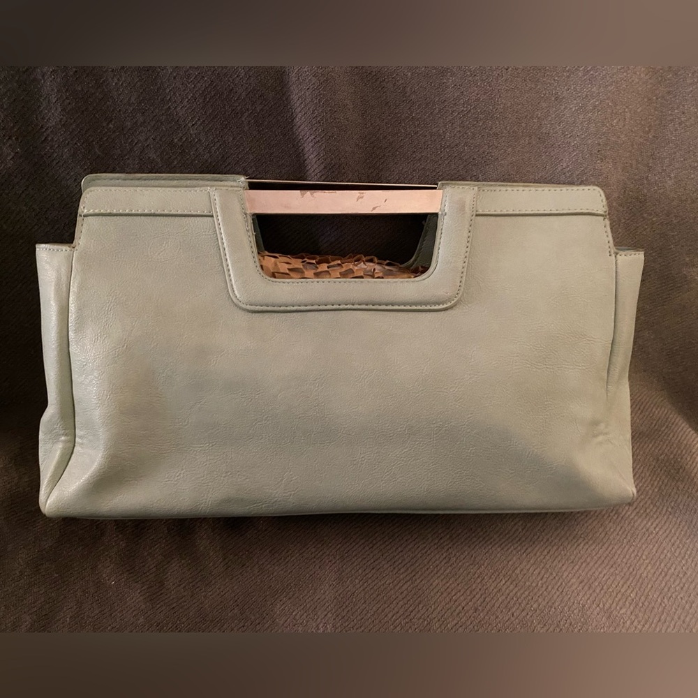Limited Faux Leather Clutch w/ metal handle